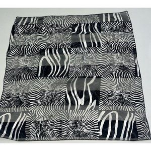 Vintage Space Age Scarf Black White Retro 20" Square Womens Ladies Polyester